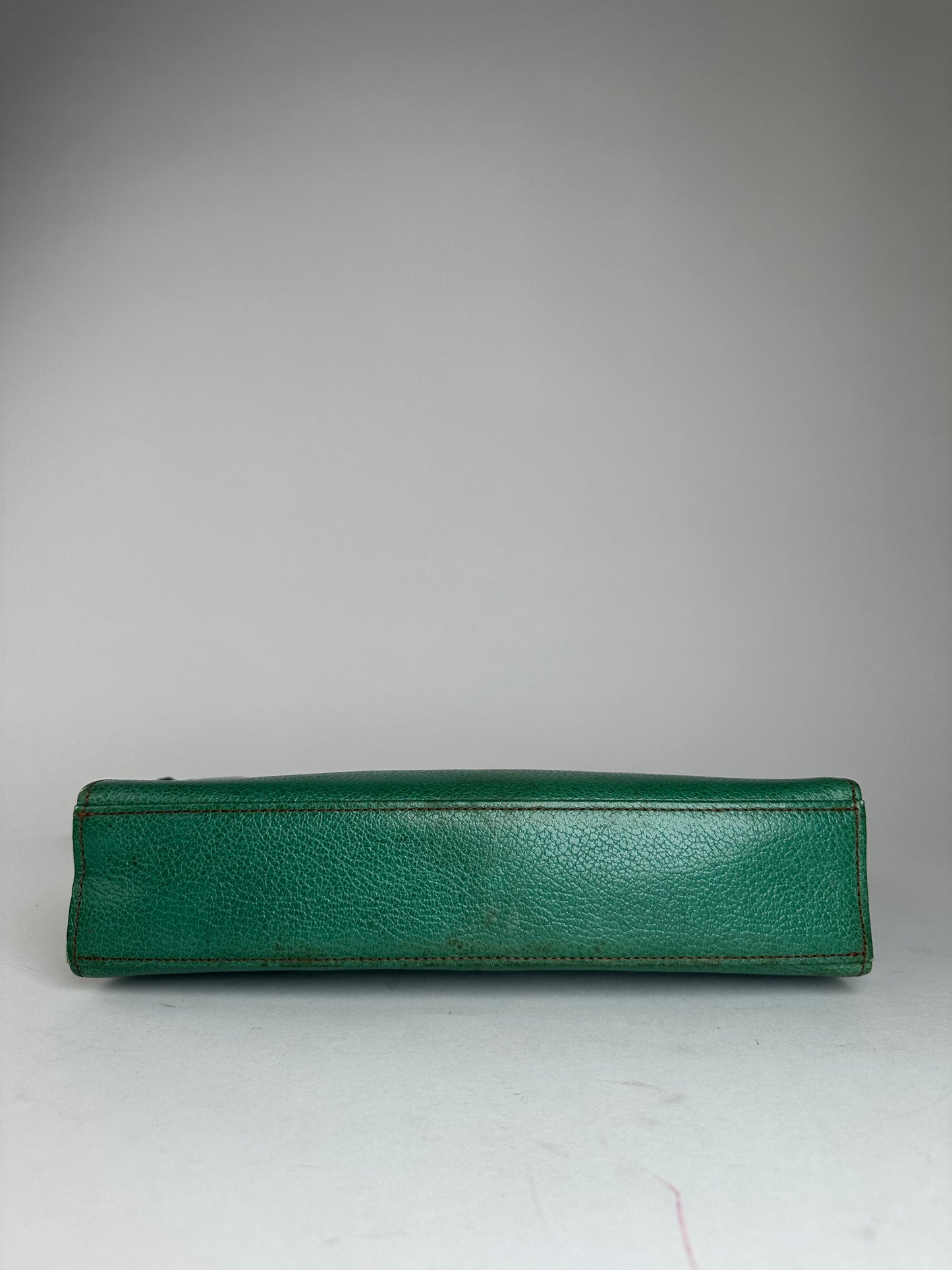 Vintage Gianni Versace Grained Leather Wristlet Pouch Green