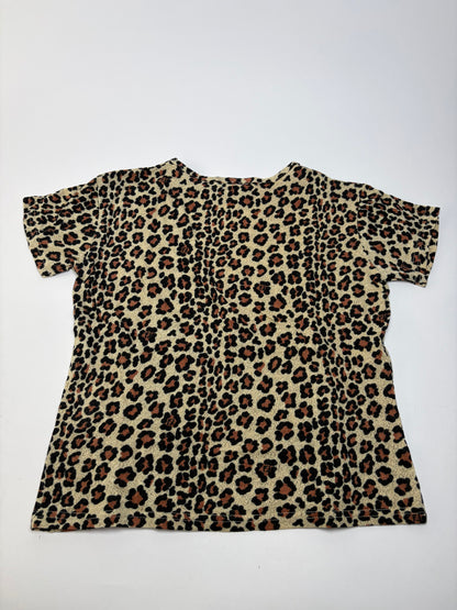 Vintage Fendi Leopard Print Cotton T-Shirt Beige Black XL