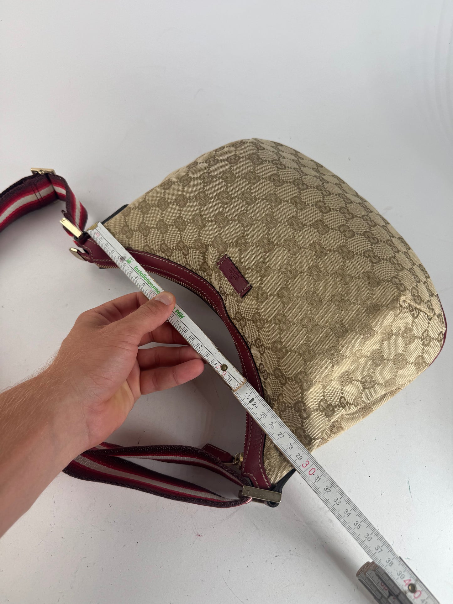 Vintage Gucci Croissant 2Way monogram bag beige purple
