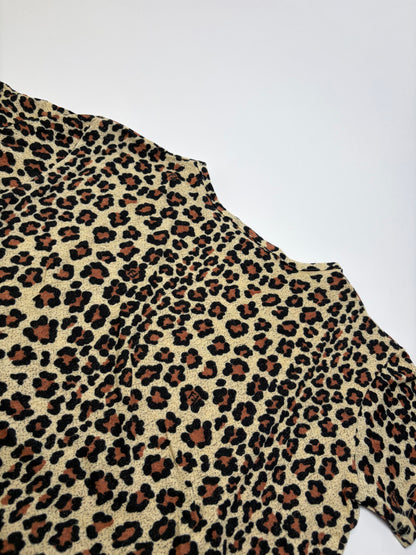 Vintage Fendi Leopard Print Cotton T-Shirt Beige Black XL