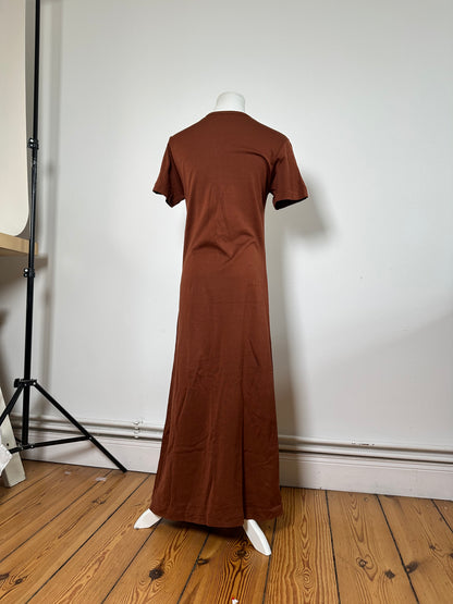 Vintage Comme Des Garcons Floral Cotton Maxi Dress Brown Pink Yellow Blue S