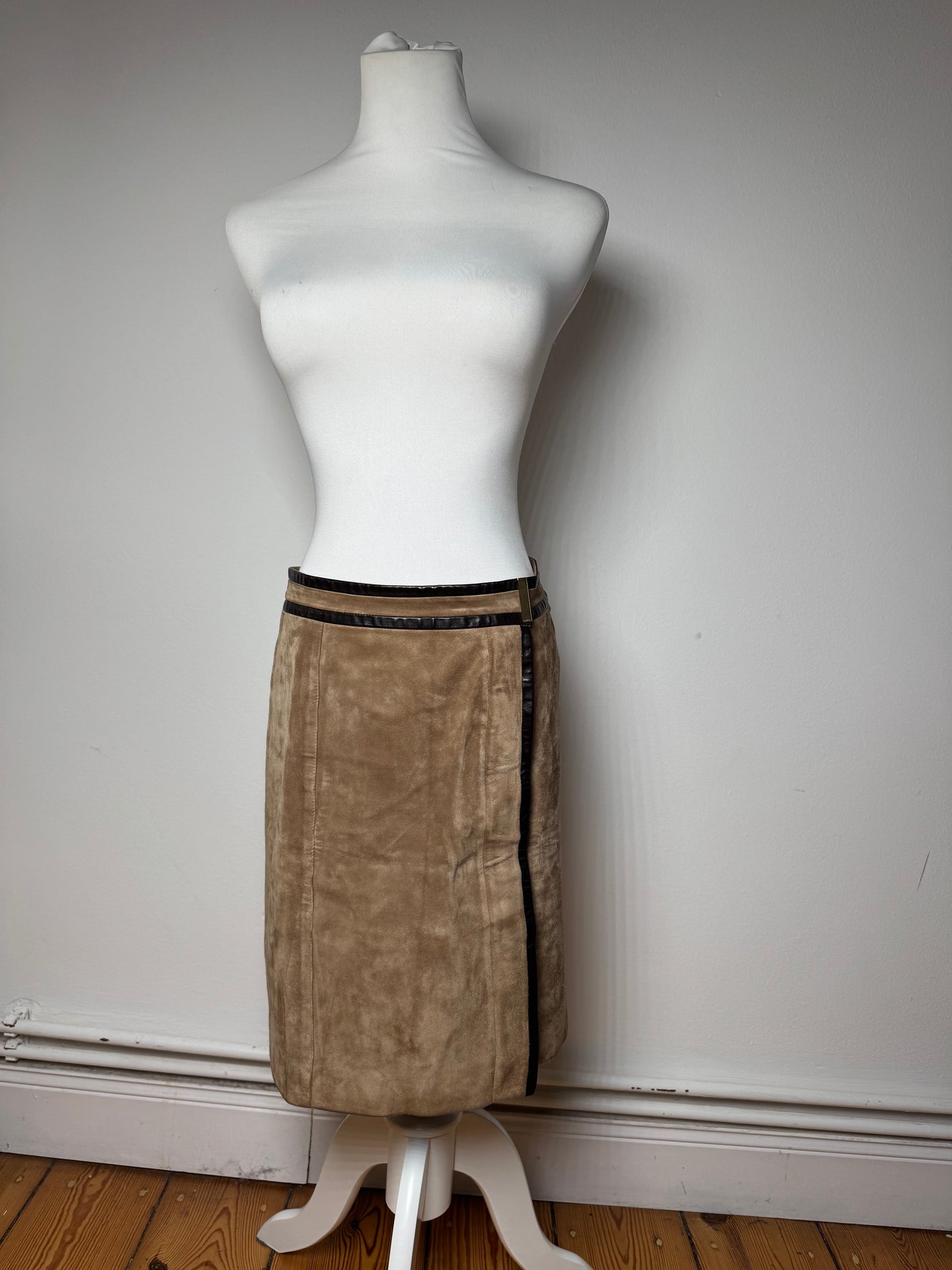 Vintage Gucci Suede Leather Skirt Brown 36/S