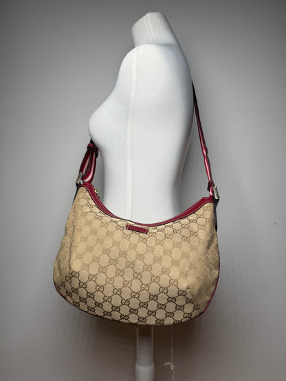 Vintage Gucci Croissant 2Way monogram bag beige purple