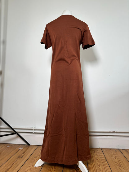 Vintage Comme Des Garcons Floral Cotton Maxi Dress Brown Pink Yellow Blue S
