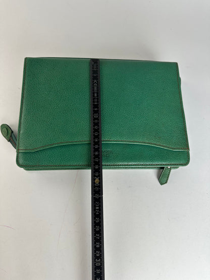 Vintage Gianni Versace Grained Leather Wristlet Pouch Green