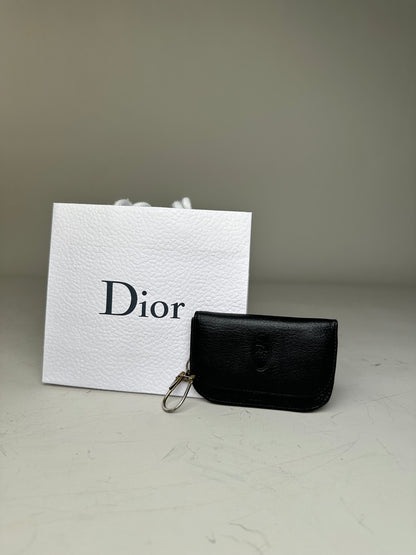 Vintage Dior Leather Keychain Wallet Black Gold