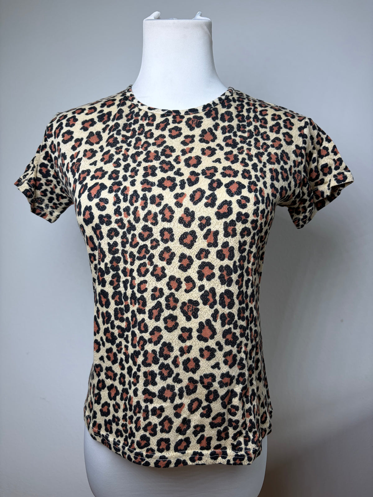 Vintage Fendi Leopard Print Cotton T-Shirt Beige Black XL