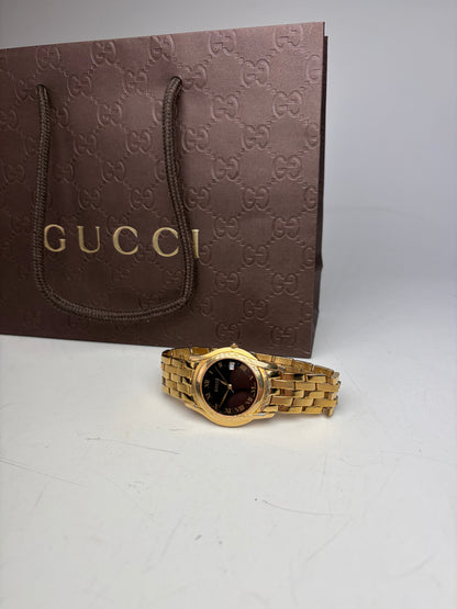 Vintage Gucci Stainless Steel Bracelet Watch Gold Black