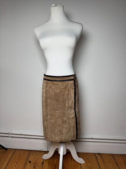 Vintage Gucci Suede Leather Skirt Brown 36/S