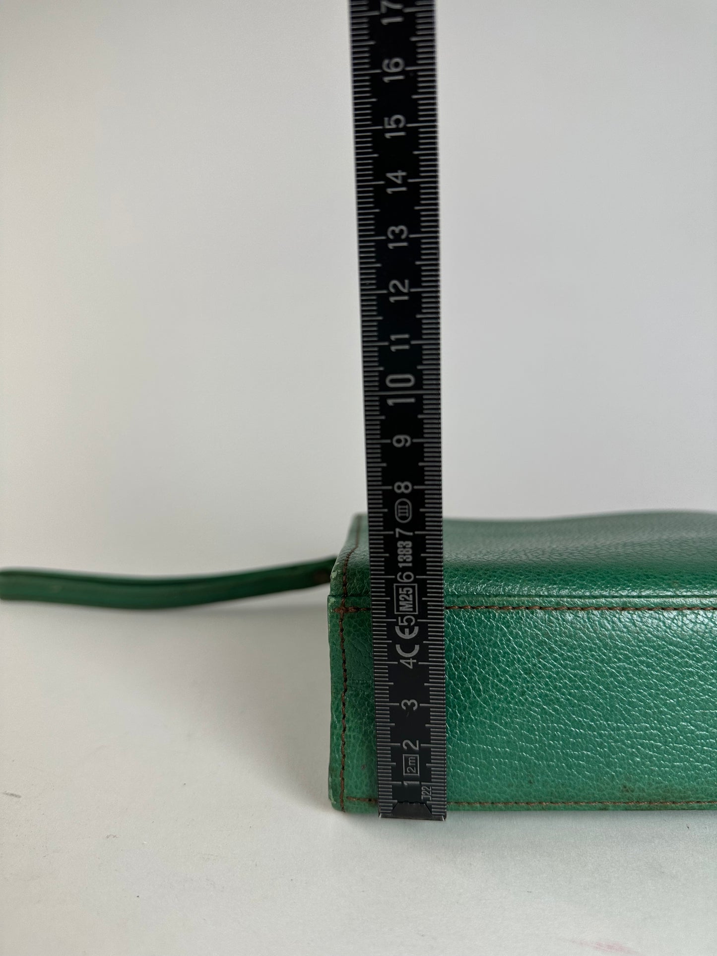 Vintage Gianni Versace Grained Leather Wristlet Pouch Green