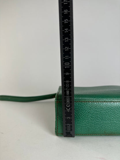 Vintage Gianni Versace Grained Leather Wristlet Pouch Green
