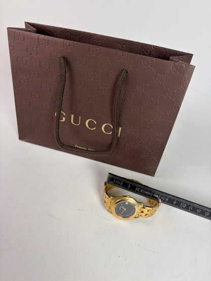 Vintage Gucci Stainless Steel Bracelet Watch Gold Black