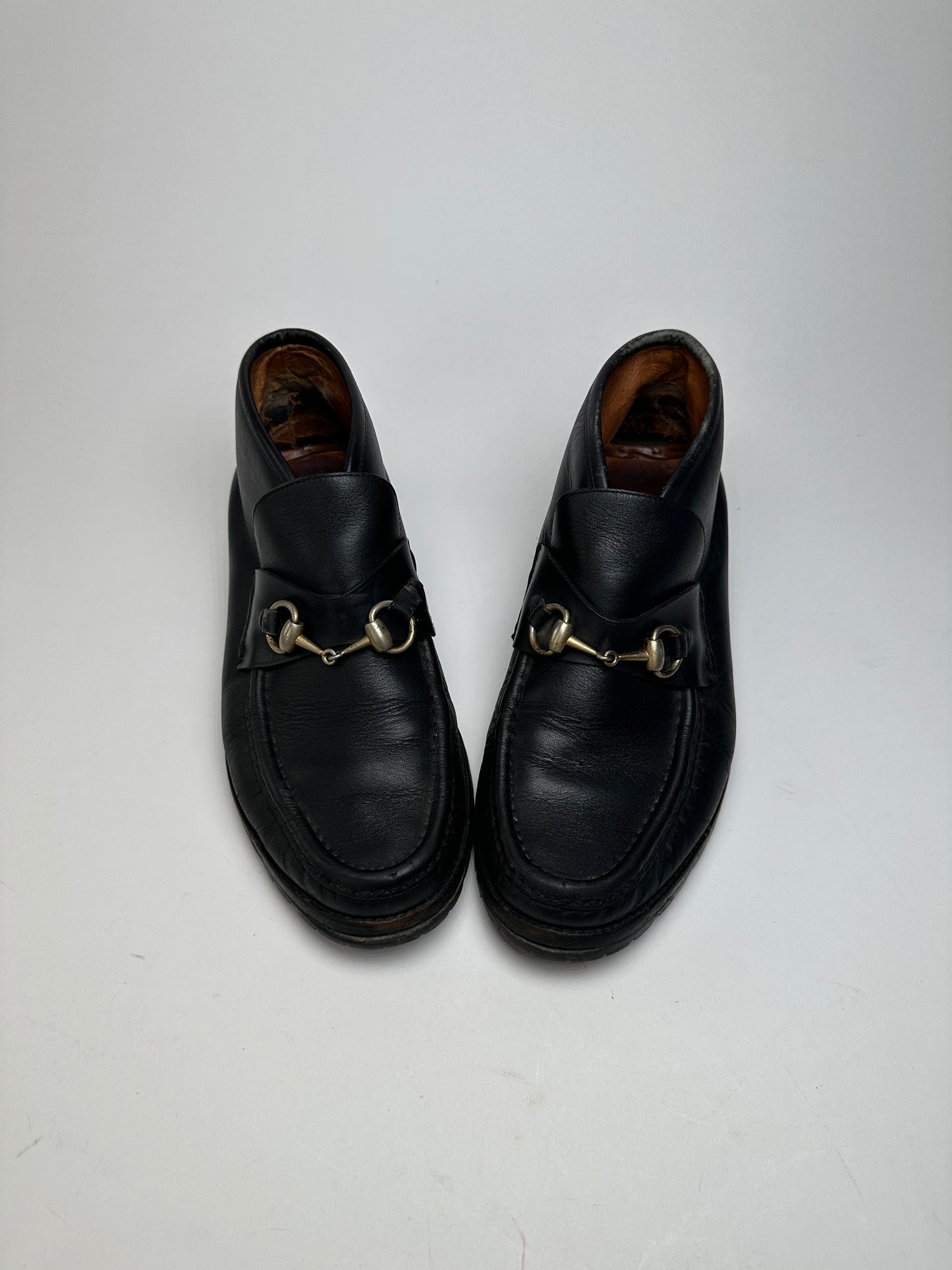 Vintage Gucci Horsebit Smooth Leather Ankle Boots Black EU40,5E