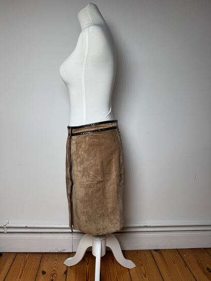 Vintage Gucci Suede Leather Skirt Brown 36/S