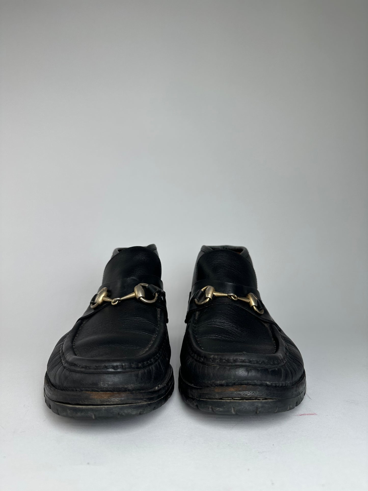 Vintage Gucci Horsebit Smooth Leather Ankle Boots Black EU40,5E