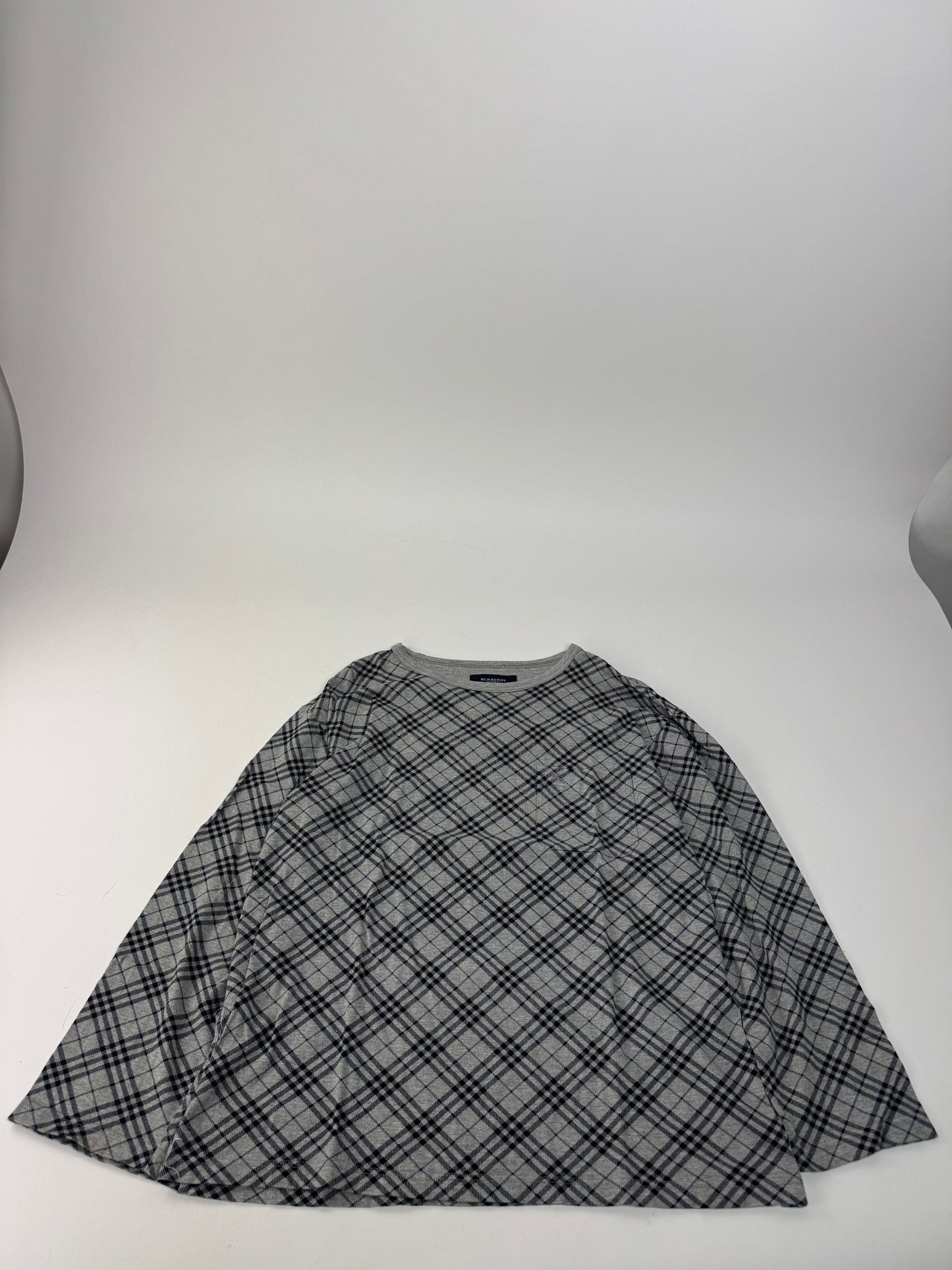 Vintage Burberry Checked Crewneck Sweater L Grey Black