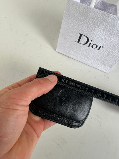 Vintage Dior Leather Keychain Wallet Black Gold