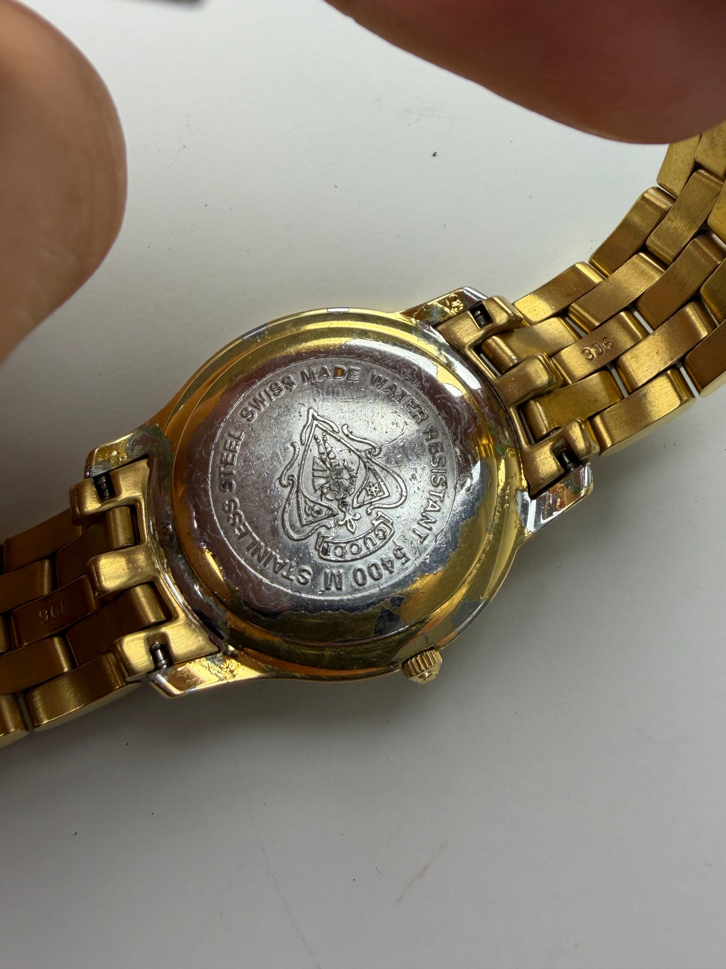 Vintage Gucci Stainless Steel Bracelet Watch Gold Black