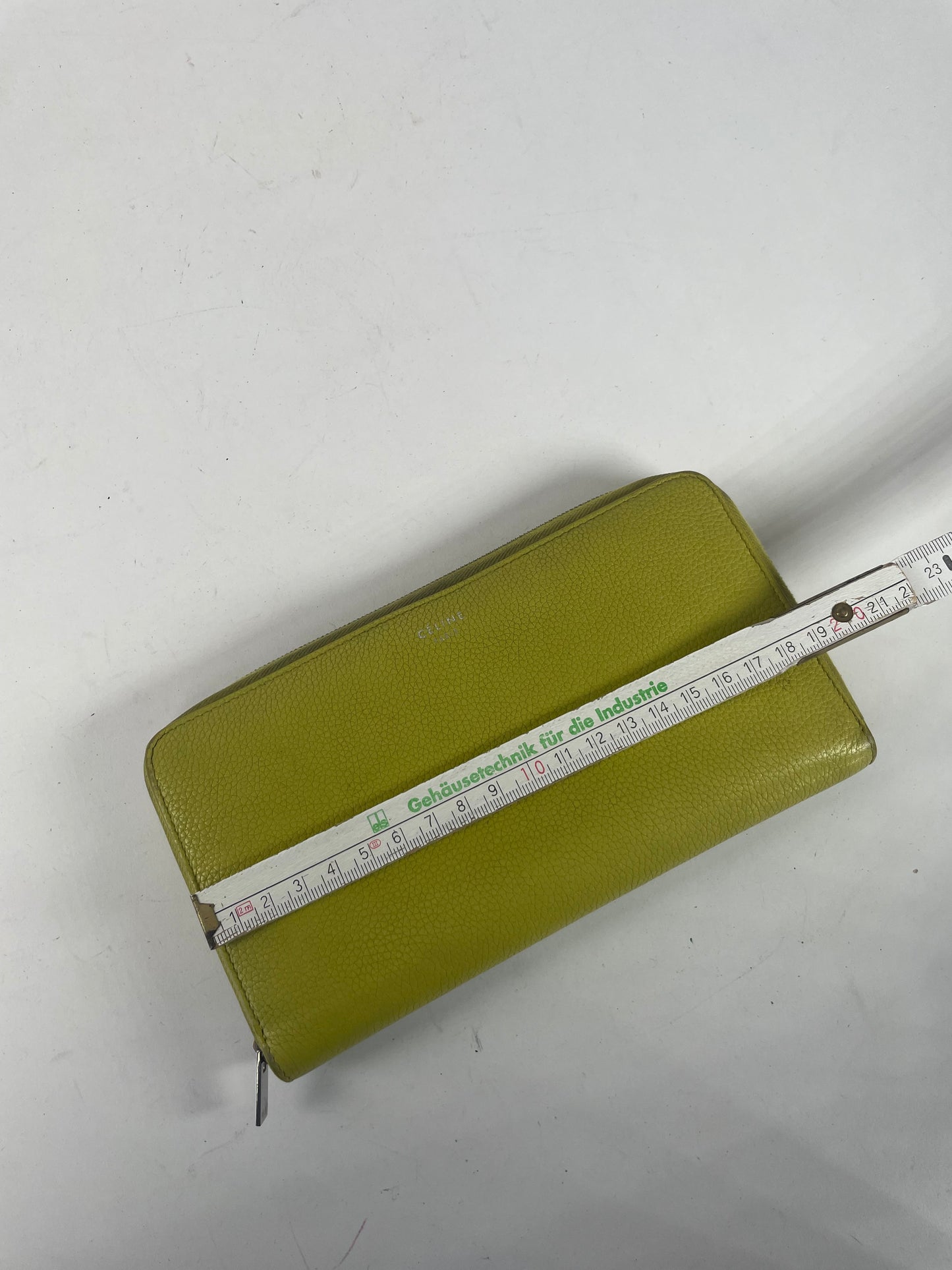 Vintage Celine Paris Zuppy Leather Wallet Neon Green