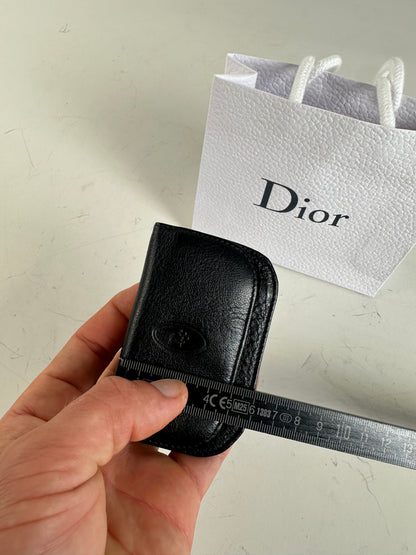 Vintage Dior Leather Keychain Wallet Black Gold
