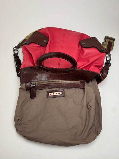 Sac Marni vintage à 2 voies rouge marron