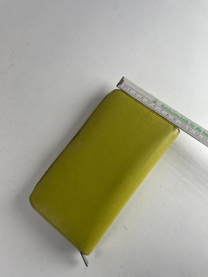 Vintage Celine Paris Zuppy Leather Wallet Neon Green