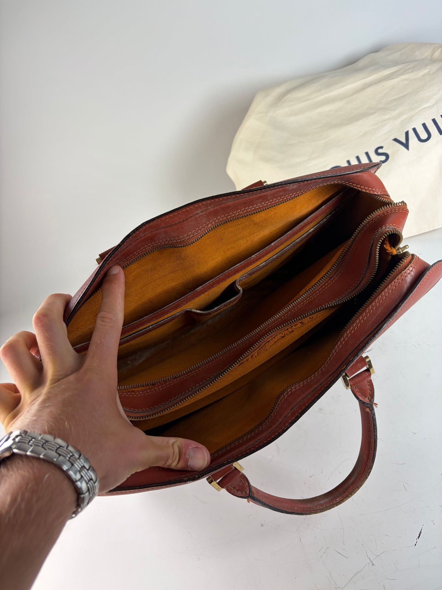 Vintage Louis Vuitton Epi Leather Handbag Burgundy Gold