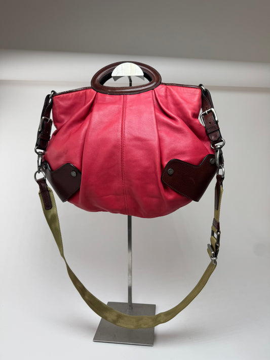 Sac Marni vintage à 2 voies rouge marron