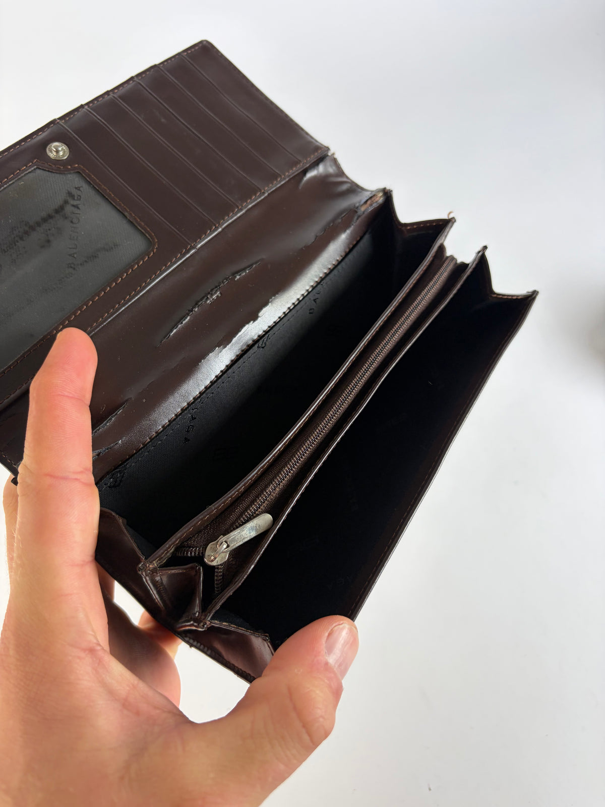 Vintage Balenciaga BB Monogram Bifold Wallet Late 1990s Beige Brown