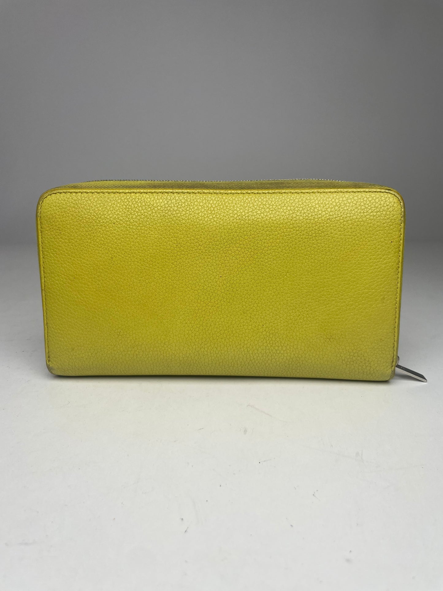Vintage Celine Paris Zuppy Leather Wallet Neon Green
