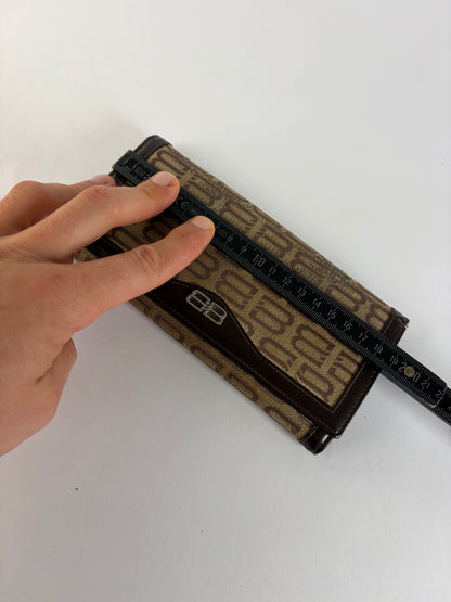 Vintage Balenciaga BB Monogram Bifold Wallet Late 1990s Beige Brown