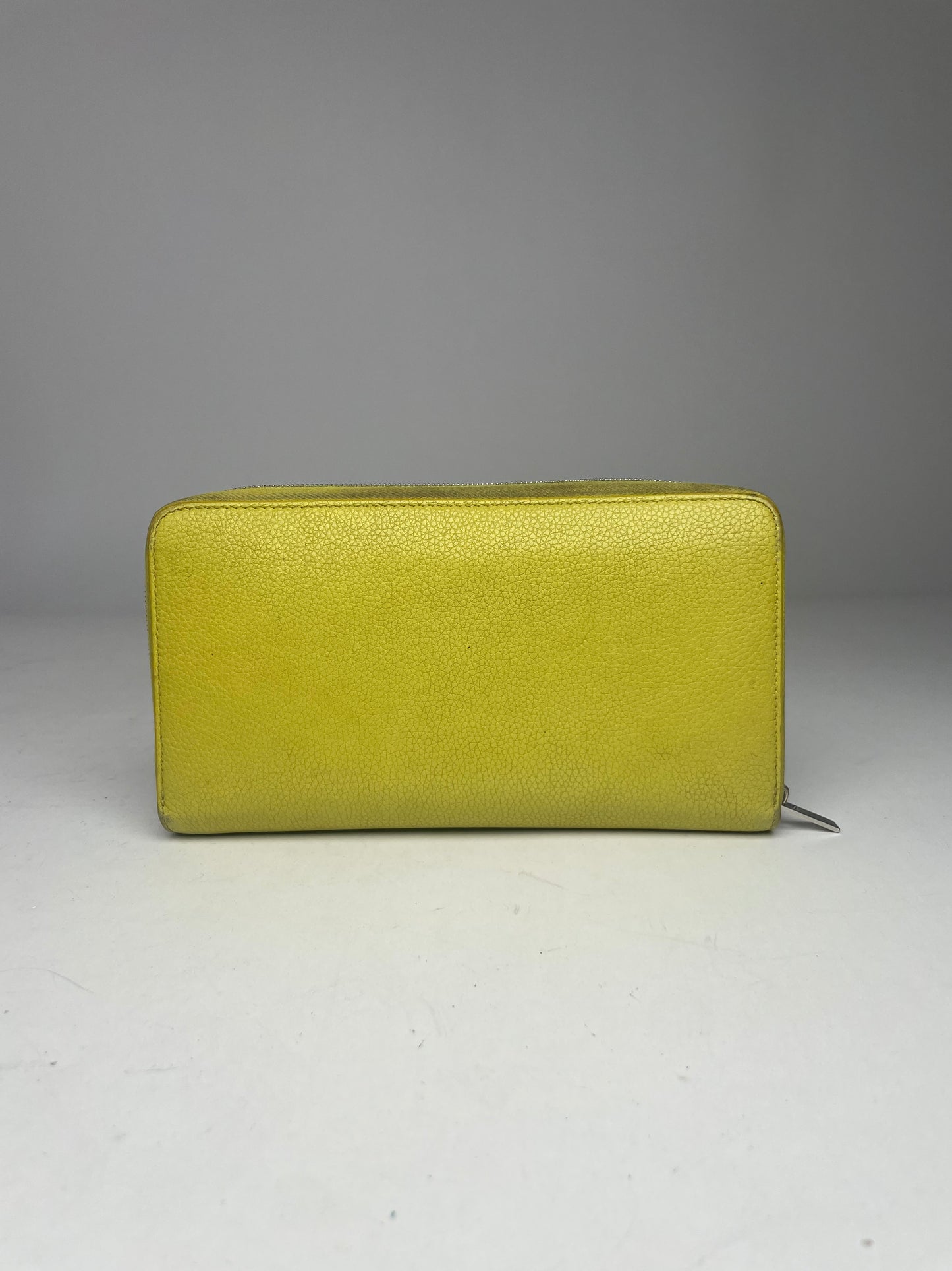 Vintage Celine Paris Zuppy Leather Wallet Neon Green
