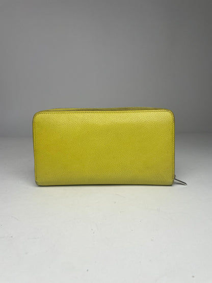 Vintage Celine Paris Zuppy Leather Wallet Neon Green