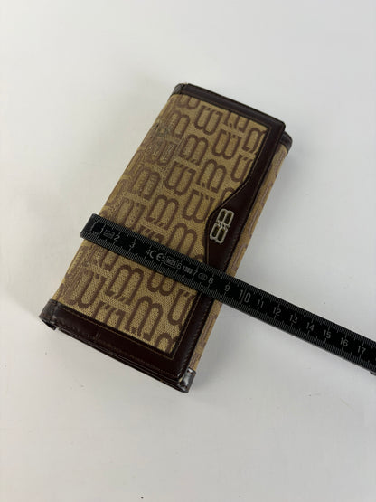 Vintage Balenciaga BB Monogram Bifold Wallet Late 1990s Beige Brown