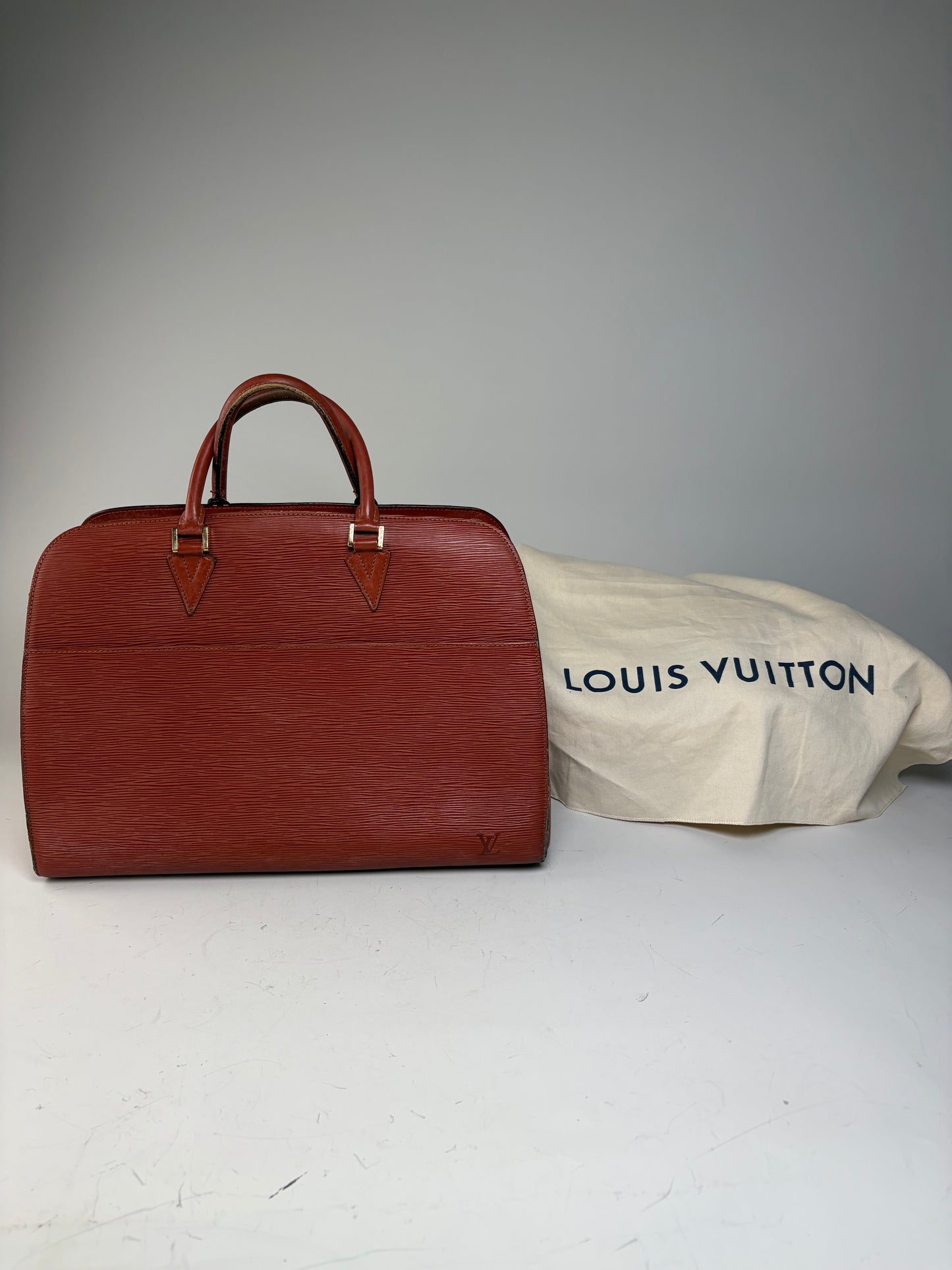 Vintage Louis Vuitton Epi Leather Handbag Burgundy Gold