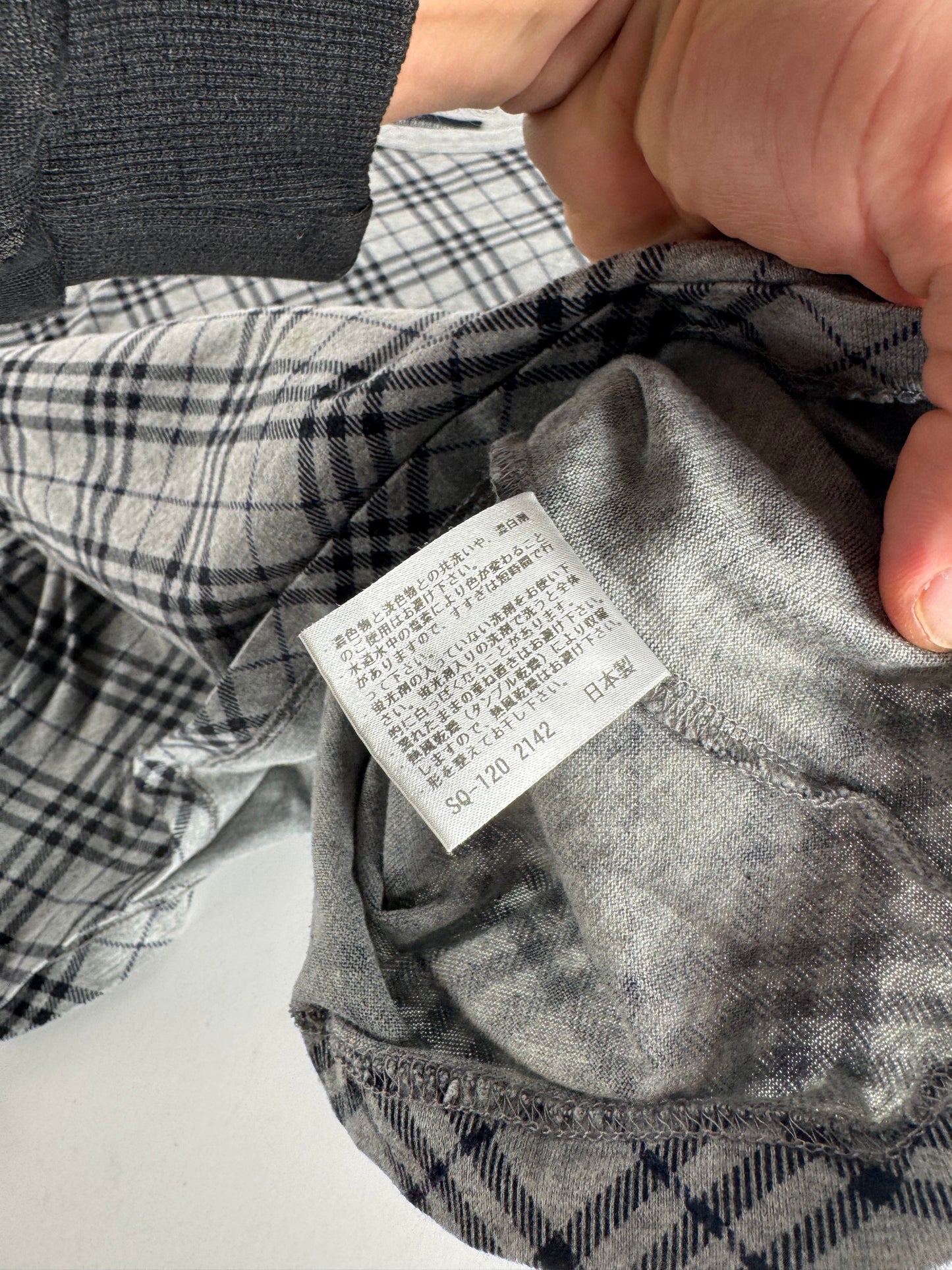 Vintage Burberry Checked Crewneck Sweater L Grey Black