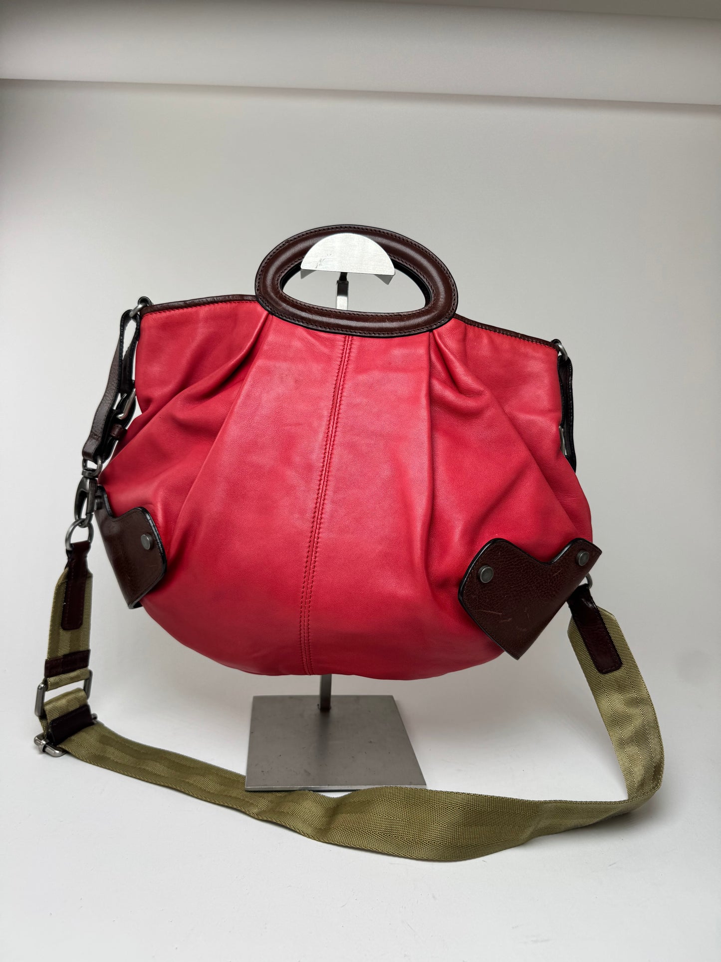 Sac Marni vintage à 2 voies rouge marron