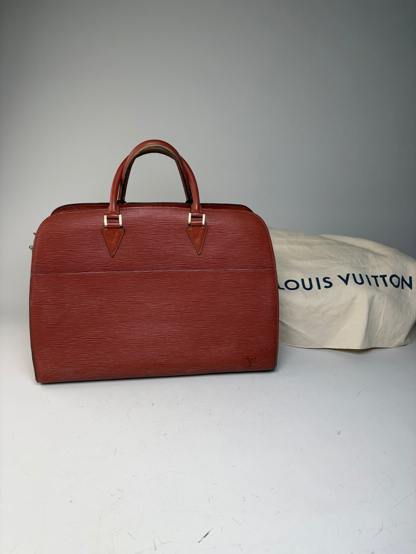 Vintage Louis Vuitton Epi Leather Handbag Burgundy Gold