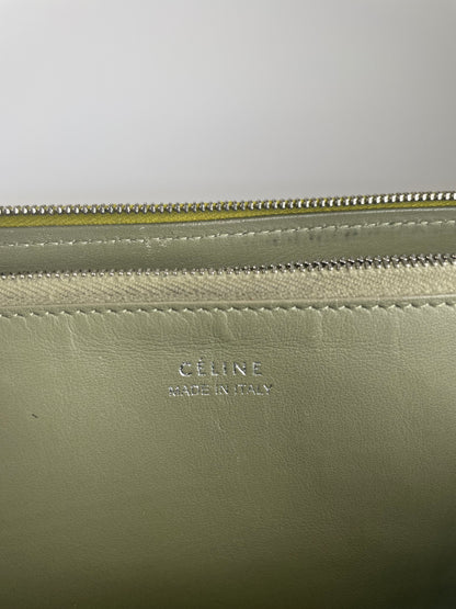 Vintage Celine Paris Zuppy Leather Wallet Neon Green