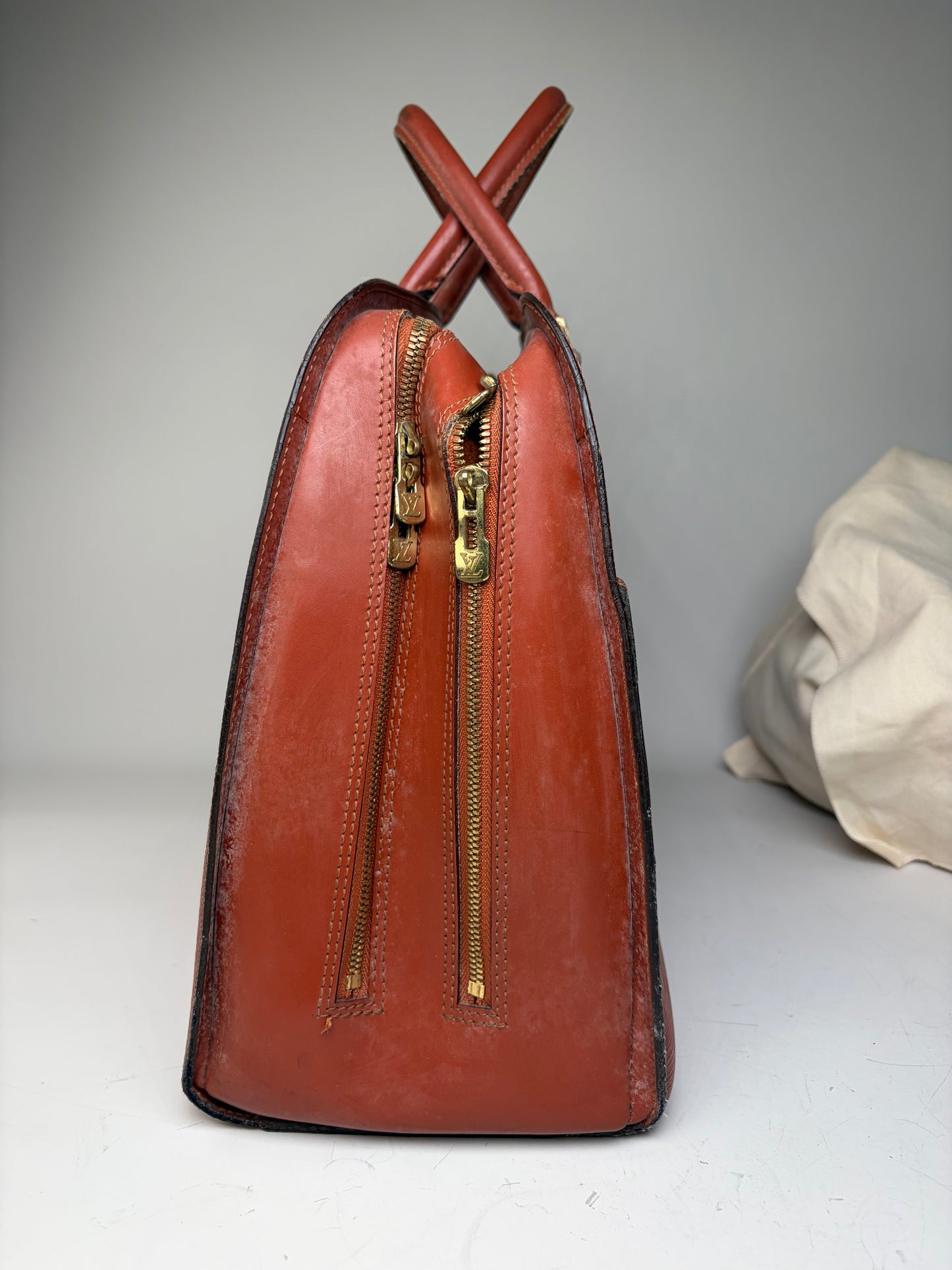 Vintage Louis Vuitton Epi Leather Handbag Burgundy Gold