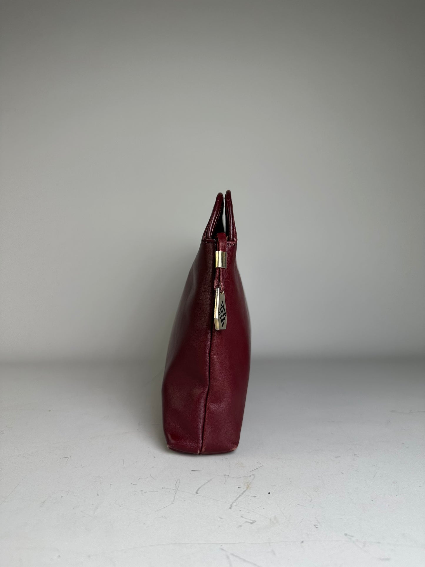Vintage Givenchy Leather Clutch Bag Burgundy Gold