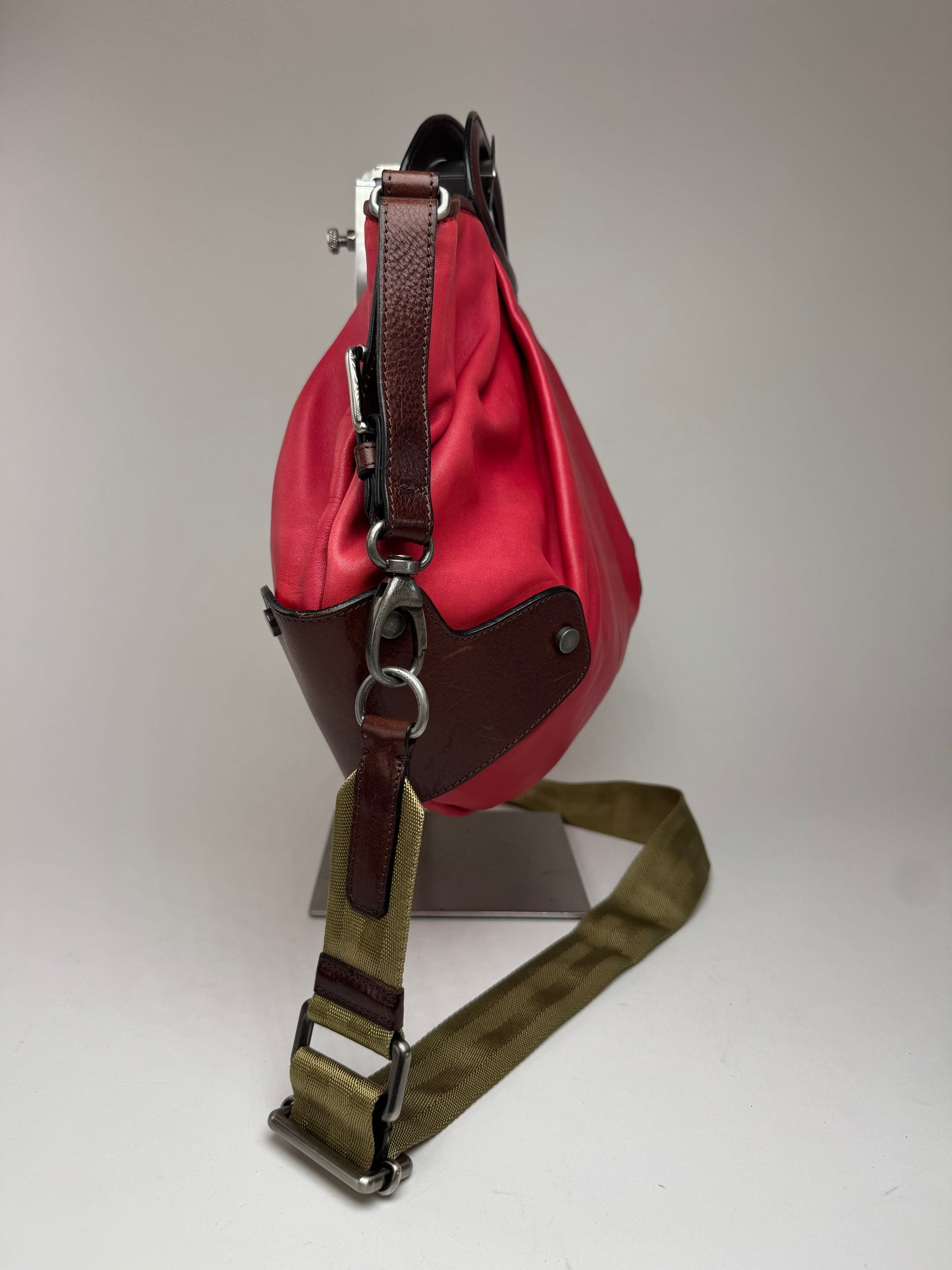 Sac Marni vintage à 2 voies rouge marron