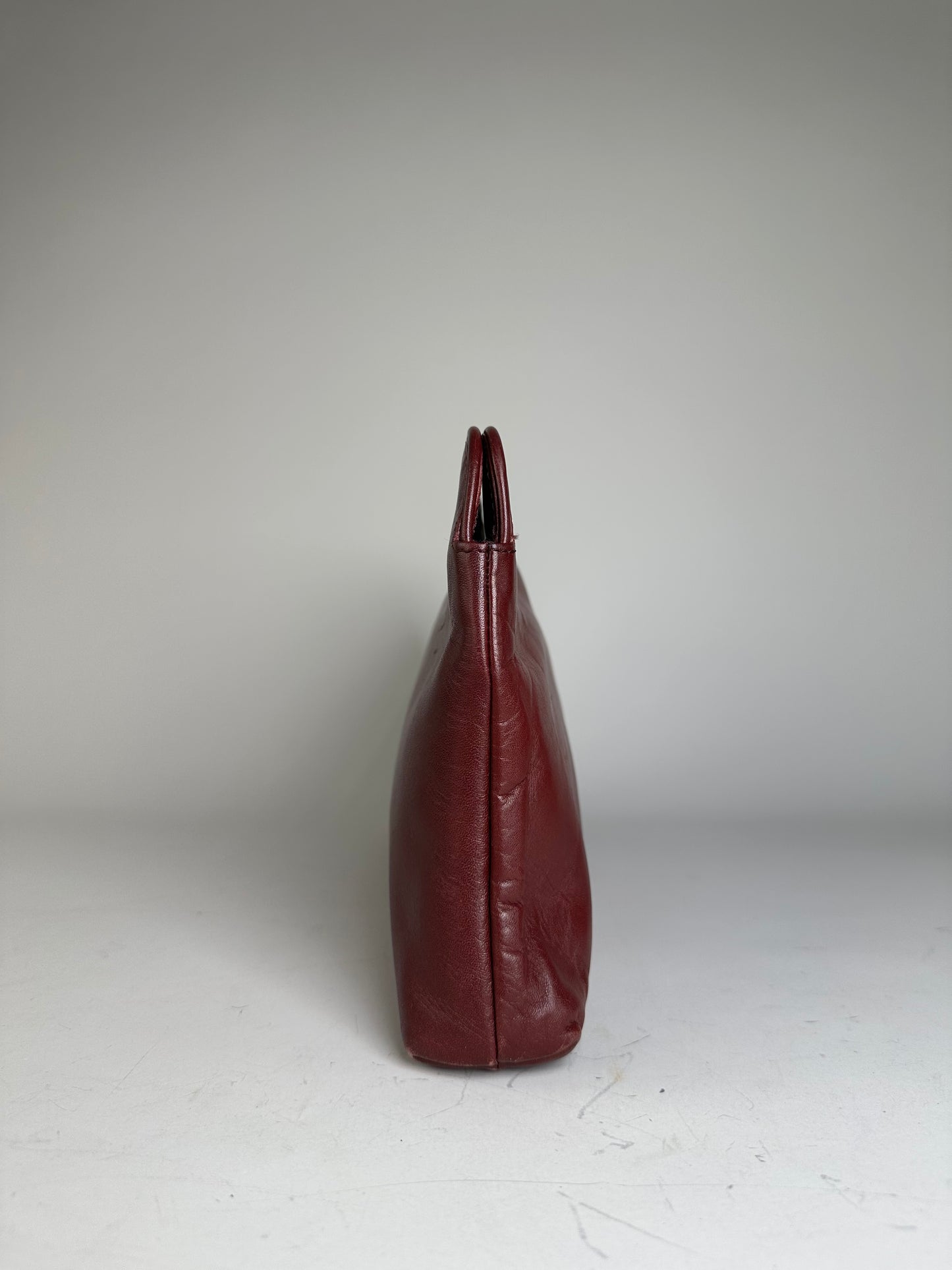 Vintage Givenchy Leather Clutch Bag Burgundy Gold