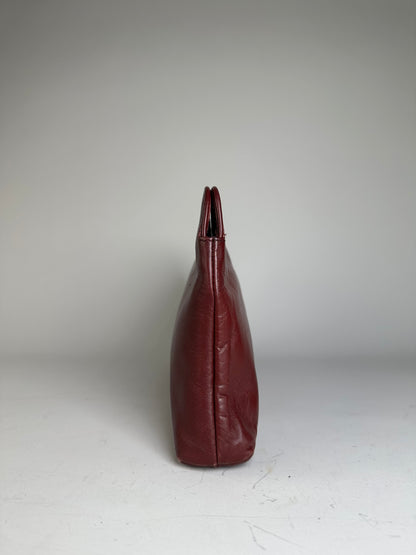 Vintage Givenchy Leather Clutch Bag Burgundy Gold
