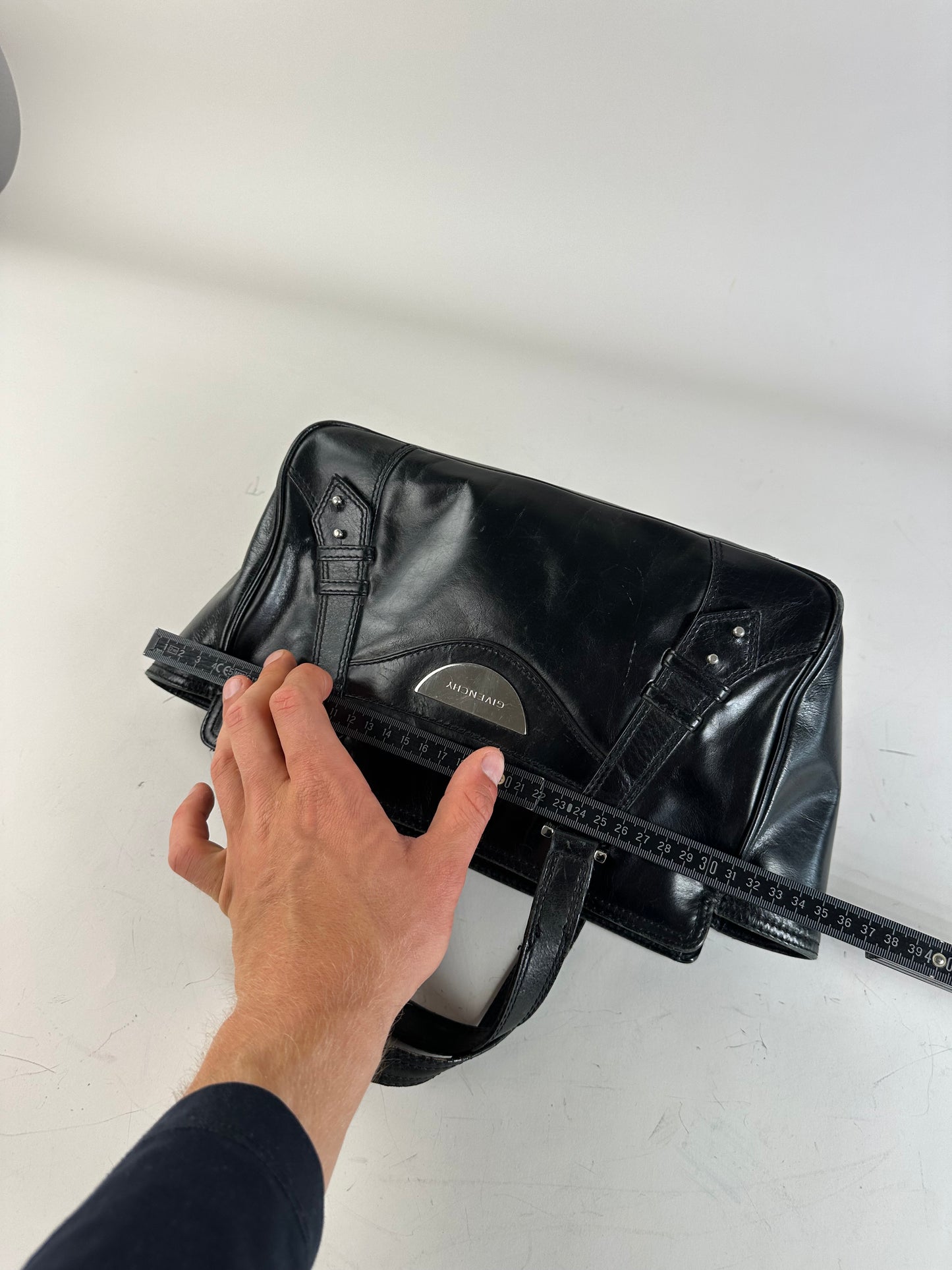 Vintage Givenchy Leather Tote Bag Black Silver