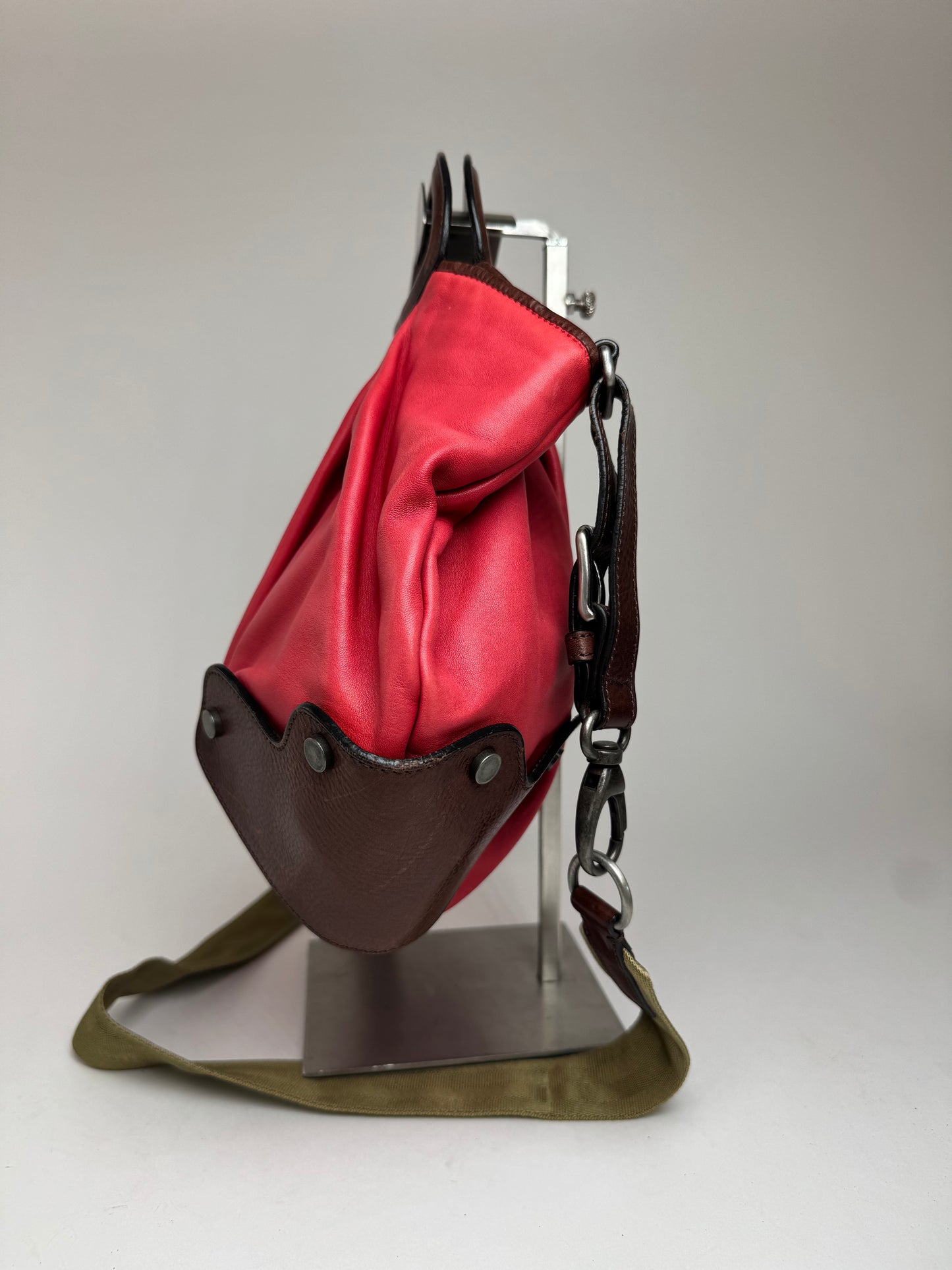 Sac Marni vintage à 2 voies rouge marron