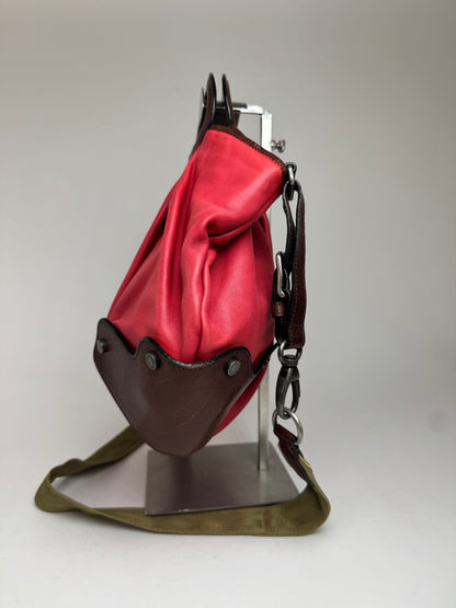 Sac Marni vintage à 2 voies rouge marron