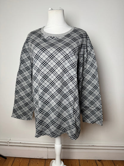 Vintage Burberry Checked Crewneck Sweater L Grey Black