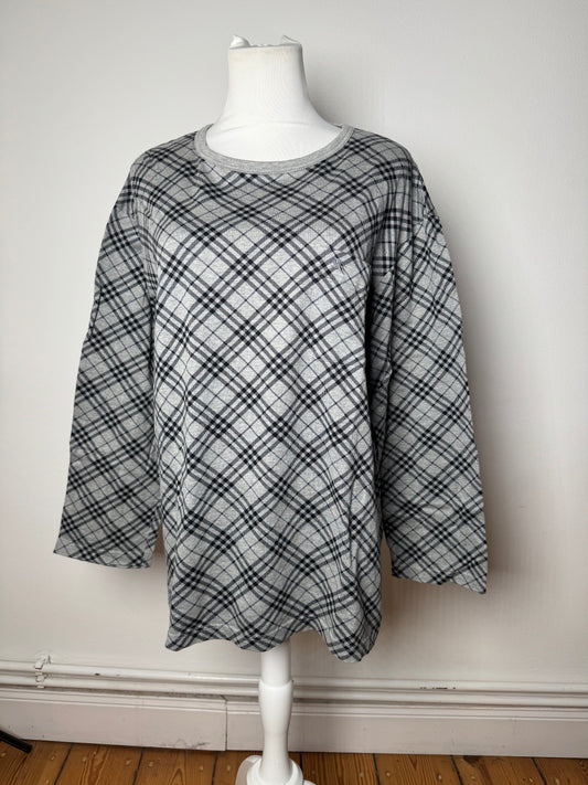 Vintage Burberry Checked Crewneck Sweater L Grey Black