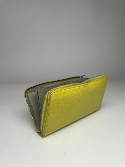 Vintage Celine Paris Zuppy Leather Wallet Neon Green